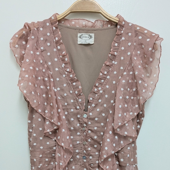 Joyfolie Cass Maxi Dress in Warm Sand/Pinkish Taupe Cream Flowers XS - Picture 9 of 11